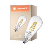 Ledvance Classic LED Edison E27 Pære Filament Klar 3.8W 806lm - 827 Ekstra Varm Hvid | Erstatter 60W
