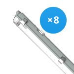 Fordelspakke 8x Noxion LED Vandtæt lysrender Armaturhus Poseidon V2.0 | Egnet til 2x150cm LED Lysrør